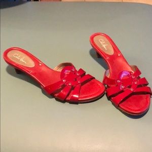 Cole Haan red kitten heel slides size 8.5